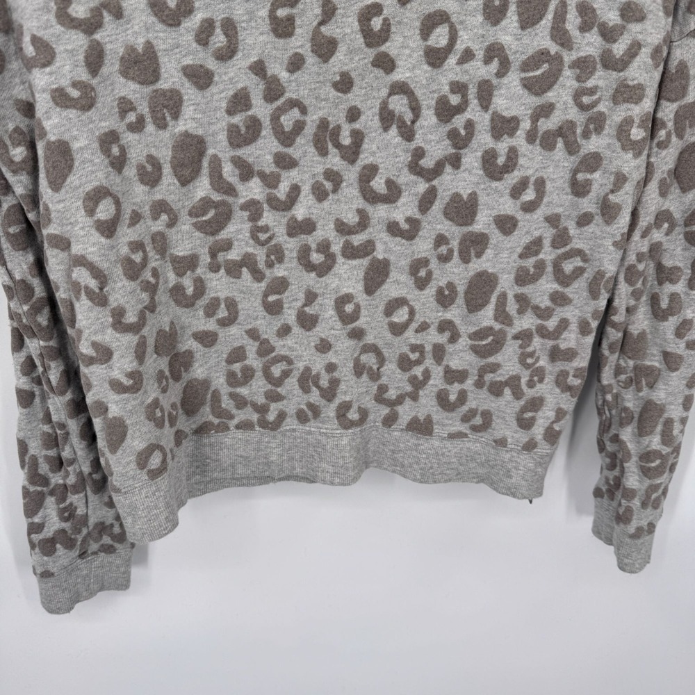 Rails Marlo Flocked Sweater Womens S Gray Leopard Print Cotton Zipper Detail - Picture 10 of 12